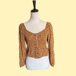 American Eagle Outfitters Mustard Floral Blouse